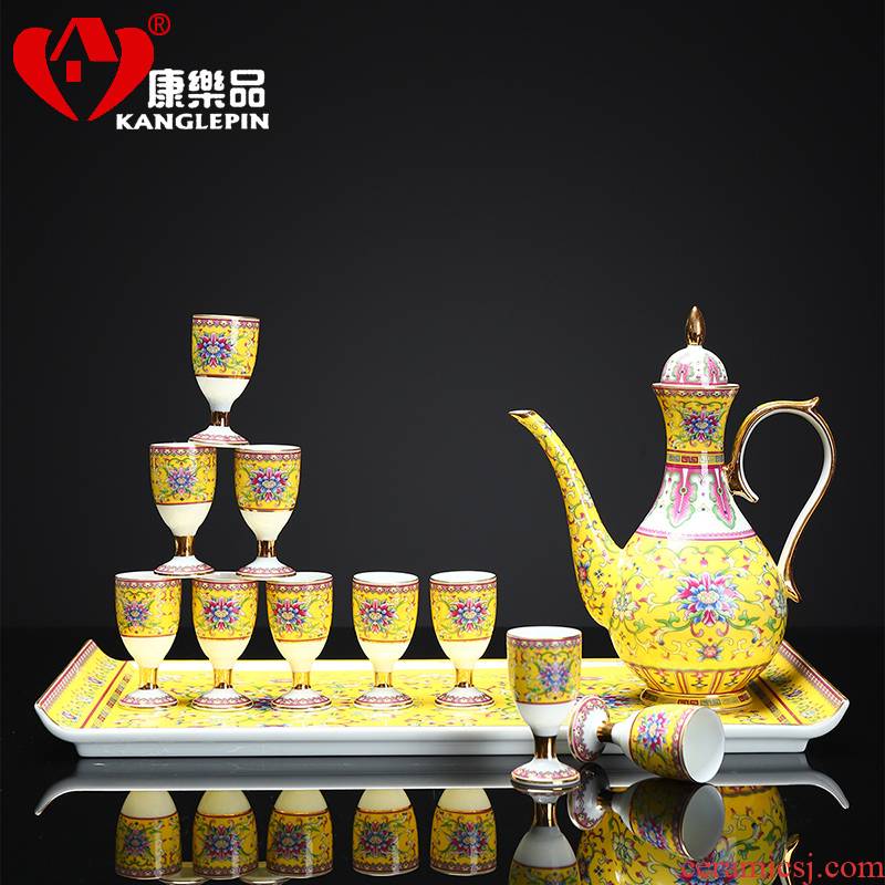 Recreational product wine suit household enamel jingdezhen Chinese ancient palace tall ceramic cups of rice wine liquor