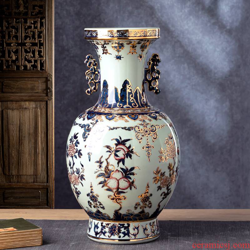 The see hand - made ceramic vase furnishing articles of blue and white porcelain of jingdezhen Chinese flower arranging rich ancient frame sitting room decoration