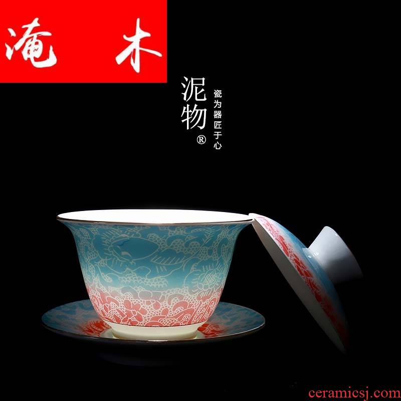 Flooded tureen tea hand - made wooden jingdezhen ceramics gradient pastel steak spend three to tureen large tea cups of tea