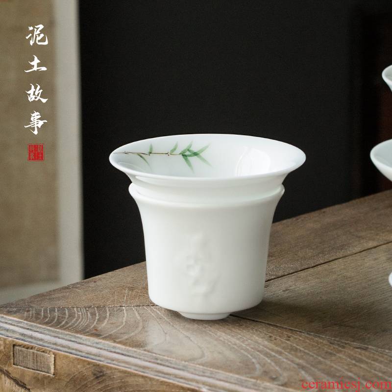 Earth story of pure hand - made bamboo tea jingdezhen manual under glaze color porcelain filtration kung fu tea spare parts