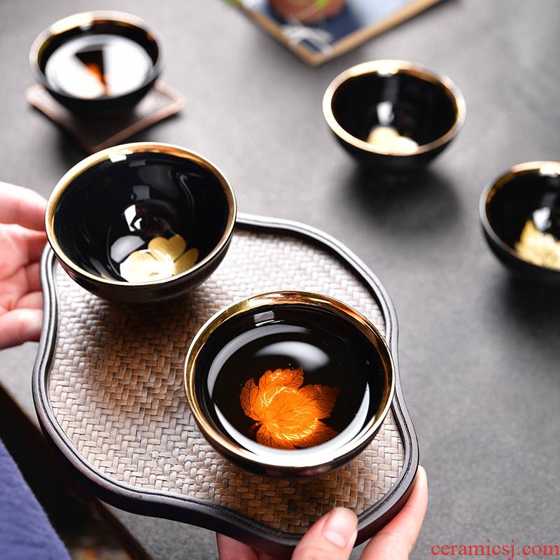 Tasted silver gilding variable glaze masters cup kung fu tea set tea tray was purple sand teapot teacup ceramic sample tea cup