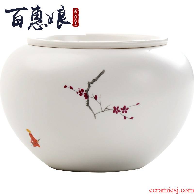 (through the snow niang mei ceramics found built water in hot tea to wash to the trumpet with cover dou fang water jar washing dry tea