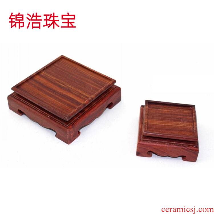 Solid wood base square seal decree wooden stamp furnishing articles of handicraft hand put a jade stone, wooden base