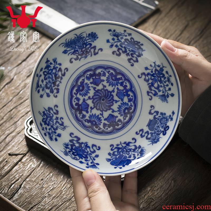 Clock home up ceramic round tea tray household tray was jingdezhen porcelain maintain kung fu tea tea tea saucer