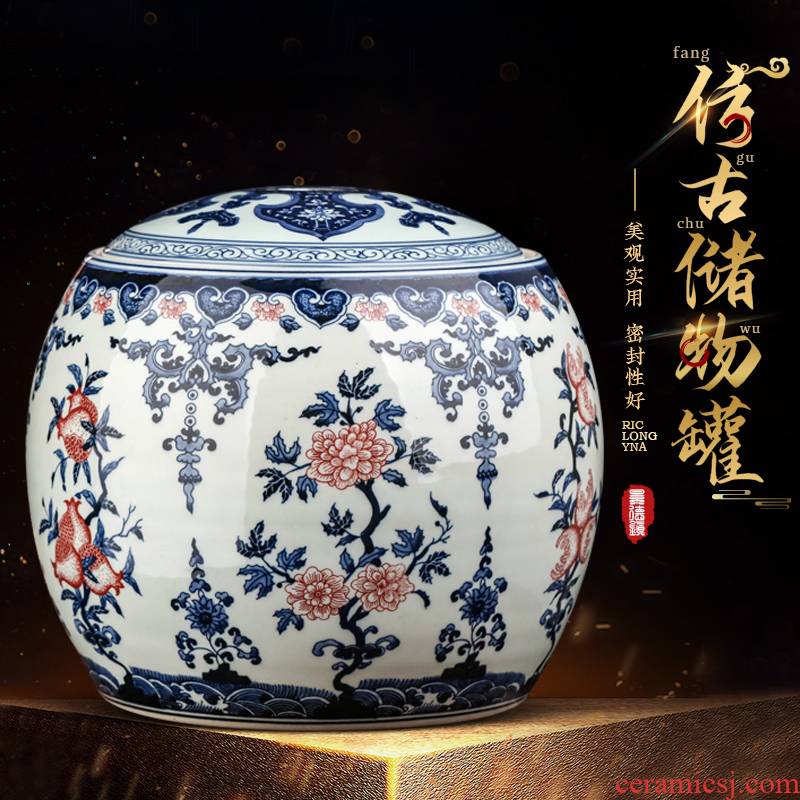 Hand - made of blue and white porcelain of jingdezhen ceramics storage as cans accessories archaize large with cover pu 'er tea pot furnishing articles