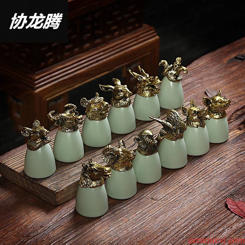 Qiao mu Chinese zodiac animal heads ceramic glass cup your up ceramic suit liquor liquor cup wine