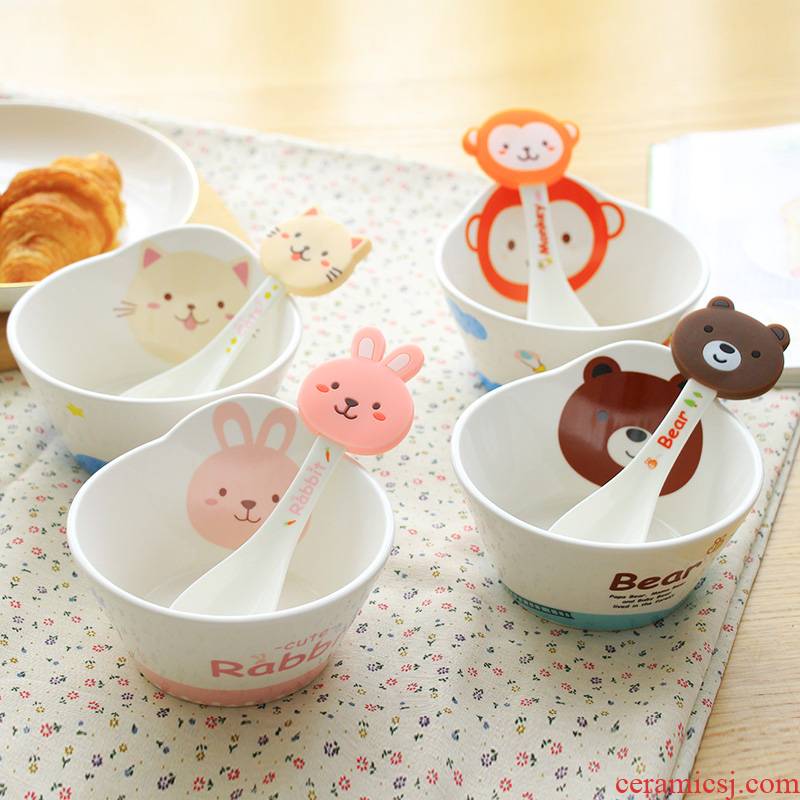 Working Fine club goods and lovely cartoon children ceramic bowl, small bowl of soup bowl creative household tableware suit the baby to eat bread and butter