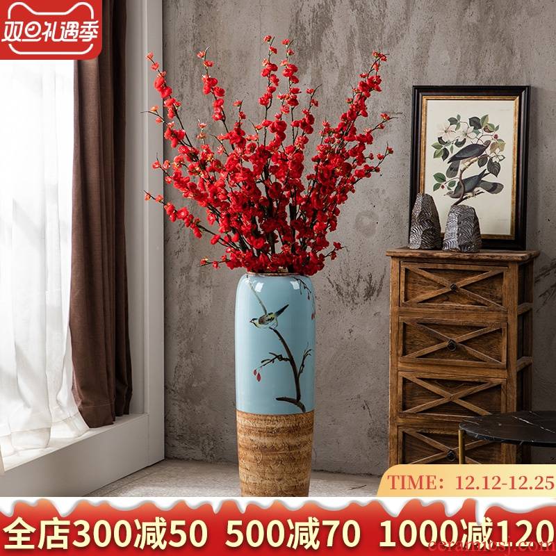 Ground vase large - sized ceramic new Chinese style household I and contracted sitting room simulation flower restoring ancient ways suit furnishing articles