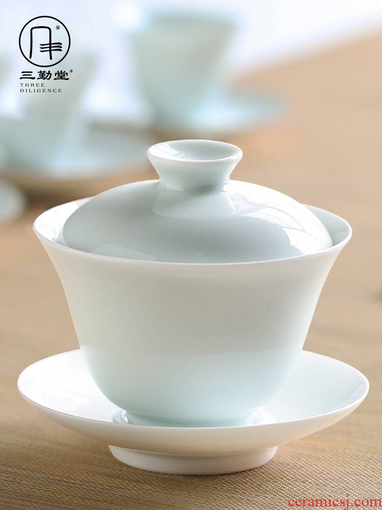 The three regular white porcelain tureen jingdezhen ceramic cups S11018 kung fu tea set three to make tea cup large bowl