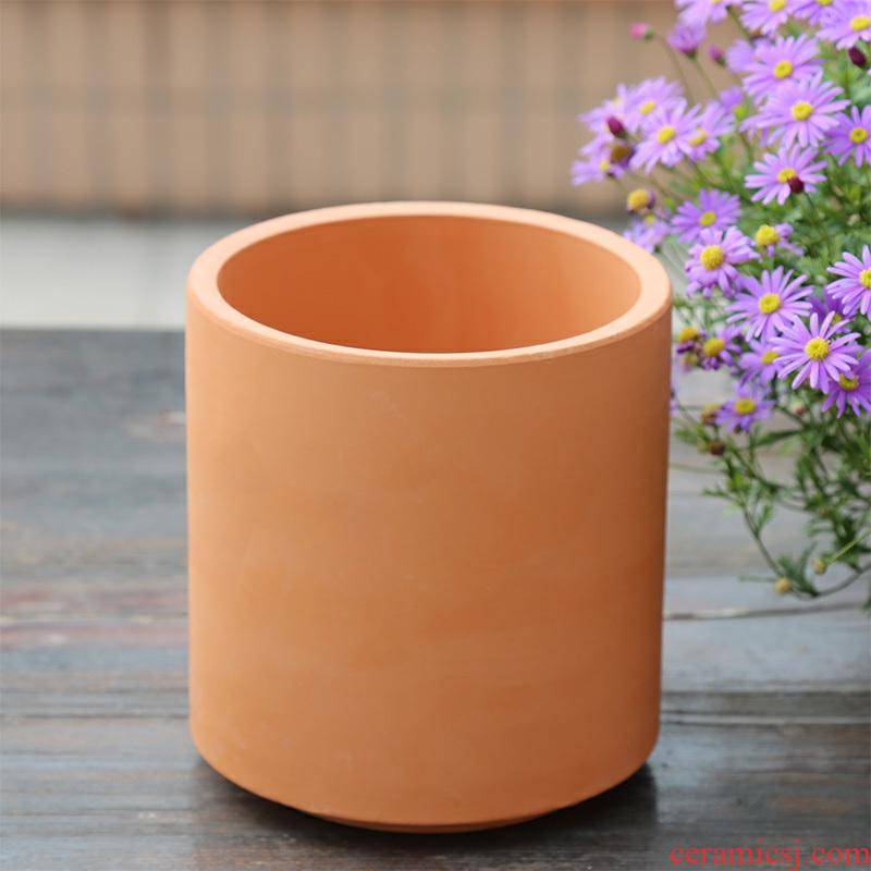 A clearance straight red pot fleshy flower pot in coarse pottery contracted clay ceramic money plant orchid basin special package mail