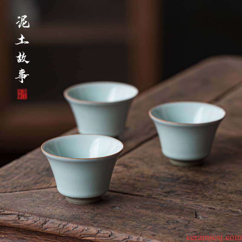 Your up with azure single master cup ceramic cups can keep open piece of kunfu tea light ice crack glaze built sample tea cup