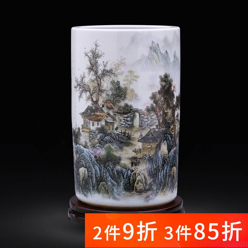 Jingdezhen ceramics quiver vase painting scroll calligraphy and painting receives landing a large sitting room home decoration furnishing articles
