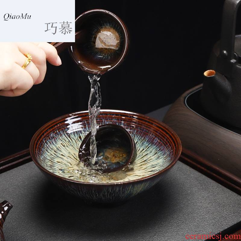 Qiao mu drawing red glaze up ceramic tea to wash hand hat to always built kung fu tea accessories cup for wash the writing brush washer