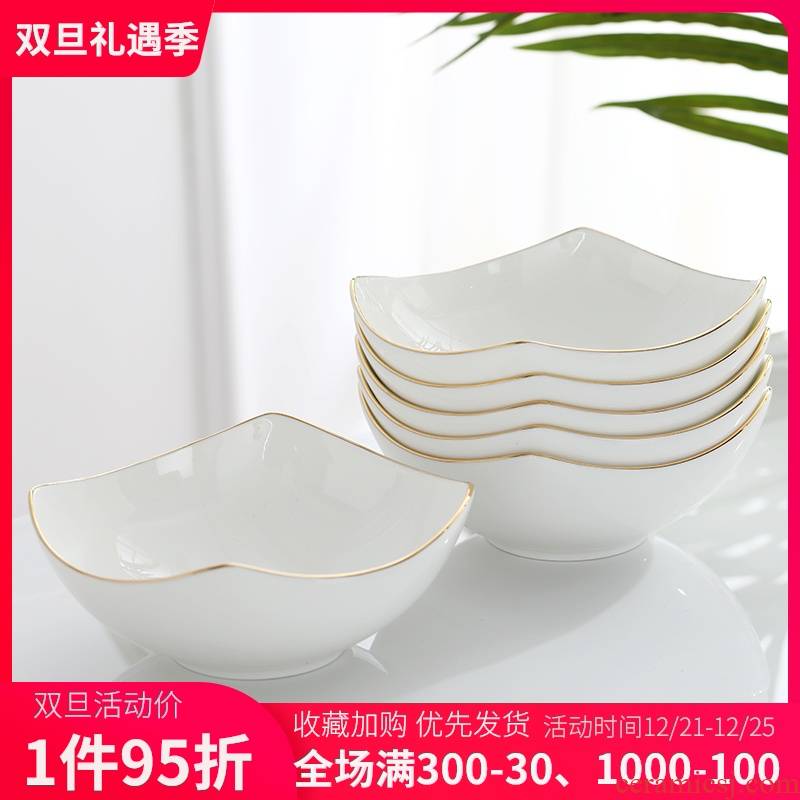Ceramic bowl suit household Japanese Jin Bianfang creative combination salad bowl bowl large breakfast bowl of ipads China rainbow such use