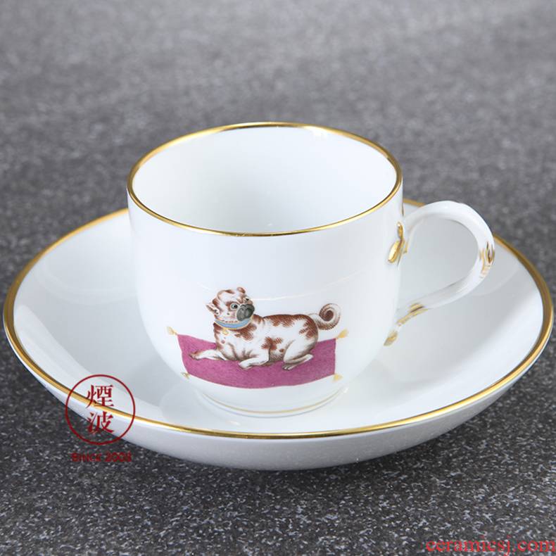 German mason mason meisen porcelain painting bulldog espresso cups and saucers group of afternoon tea cups
