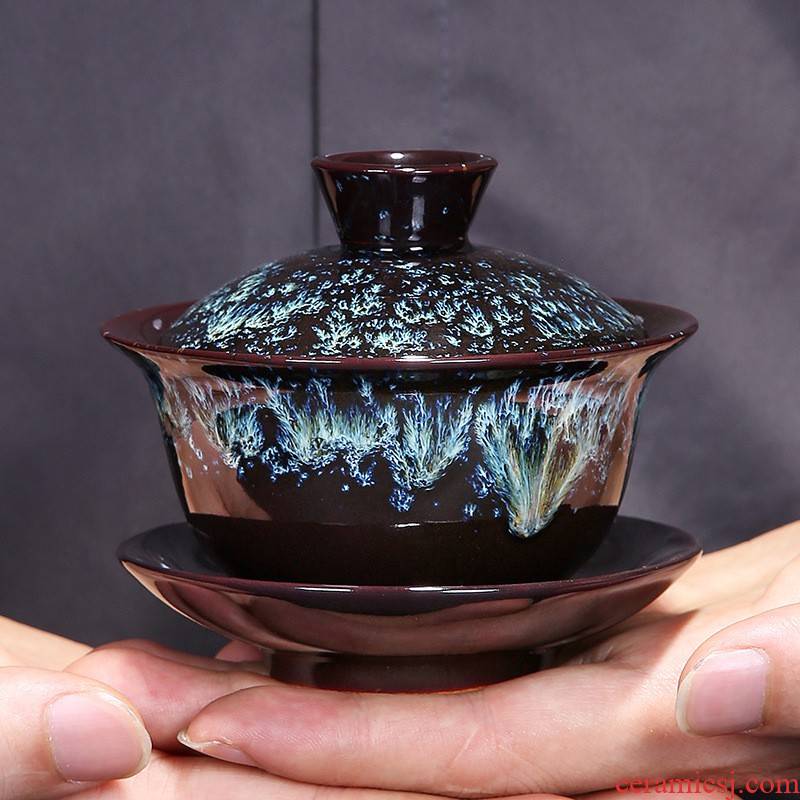 Hui shi in the up built large tureen alluvial gold glaze lamp that kung fu tea set the teapot teacup ceramic tea way with zero