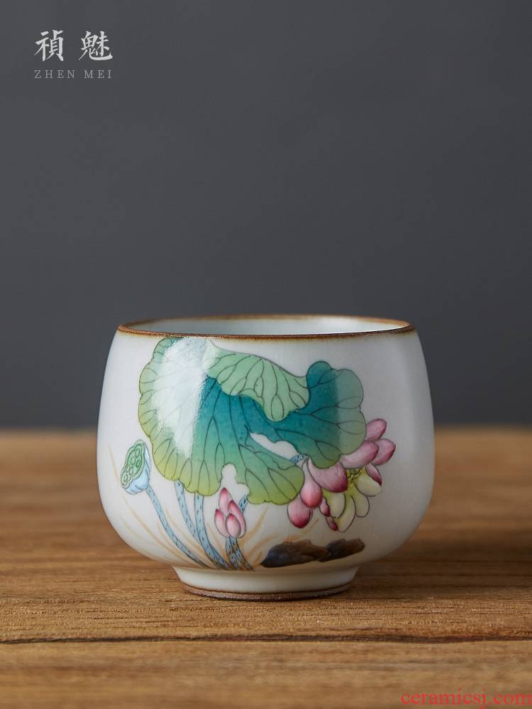 Shot incarnate the jingdezhen ceramic your up hand - made lotus piece of CPU kung fu tea set personal single CPU master cup of tea