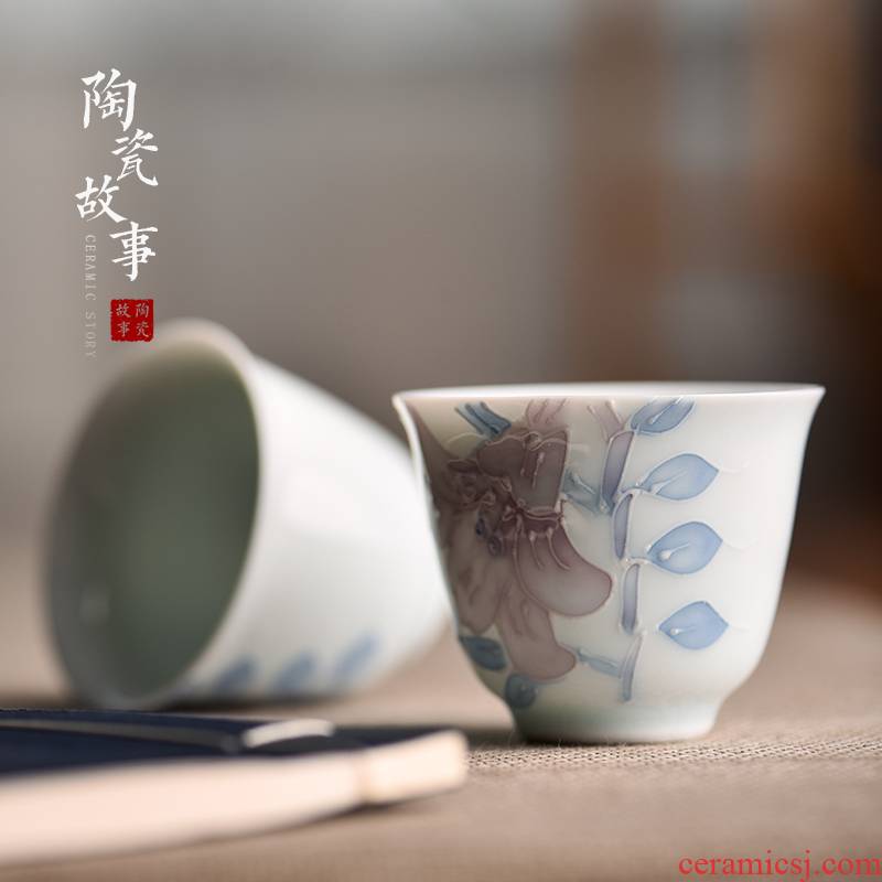 Special small cups white porcelain ceramic sample tea cup personal story kung fu tea cups fragrance - smelling cup, master cup single CPU