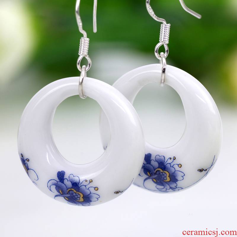 QingGe ceramic accessories national wind round earrings earrings hand applique and elegant G13 booth in supply