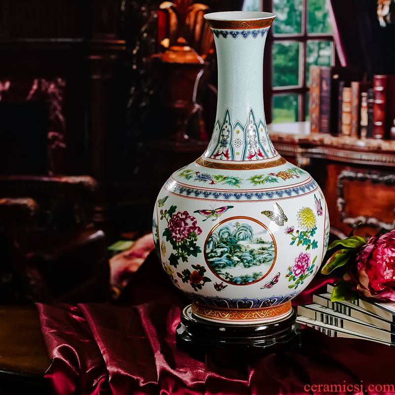 Jingdezhen ceramics from red xin enamel pastel colored porcelain bottles of white vase of flowers