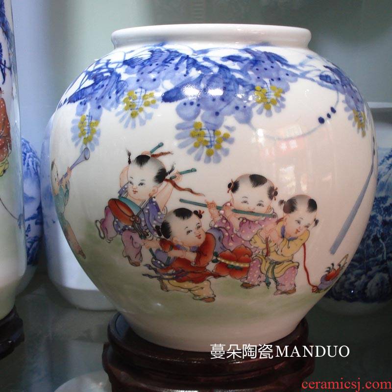 Jingdezhen color tong qu mesa of goldfish goldfish turtle China shallow basin round ball China porcelain