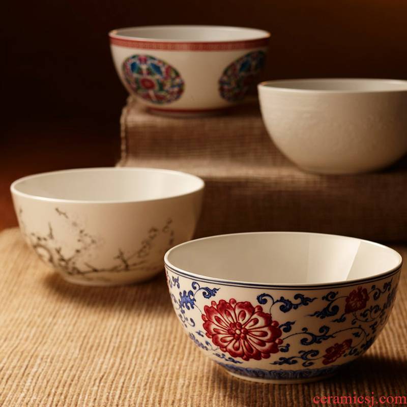 Red xin home jingdezhen porcelain bowl bucket color ipads bowls 4 pieces wedding gift set rice bowls