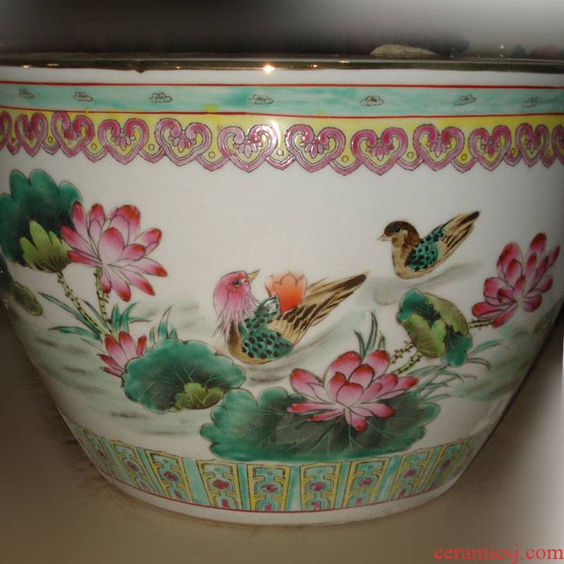 Jingdezhen treasured art hand - made yuanyang calligraphy and painting porcelain porcelain cylinder cylinder