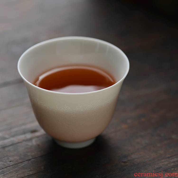 Offered home - cooked at sweet dark craft carved dragon sniff the bell cup tea cups of jingdezhen ceramic tea set manually