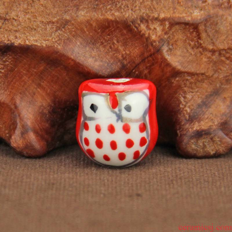 Q ba jas multicolor lovely ceramic owl beads scattered bead bracelet beads diy necklace pendant jewelry accessories