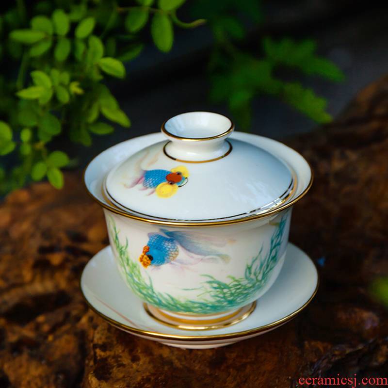 Red xin made tea tureen bowl jingdezhen hand - made pastel large only three bowl of ceramic cup