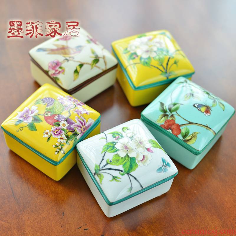 New Chinese style ceramic jewelry box store content box American necklace bracelet ring jewelry boxes furnishing articles decorative box