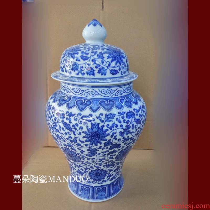 Jingdezhen 45 cm high purity hand - made of hand - made 38 - bound imitation general kangxi porcelain pot lotus flower general