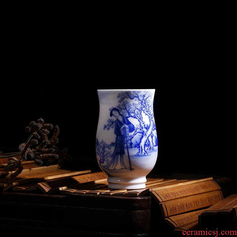 Zhen Huan the twelve beauties of blue and white set of CPU full checking porcelain wedding gift sample tea cup fragrance - smelling cup