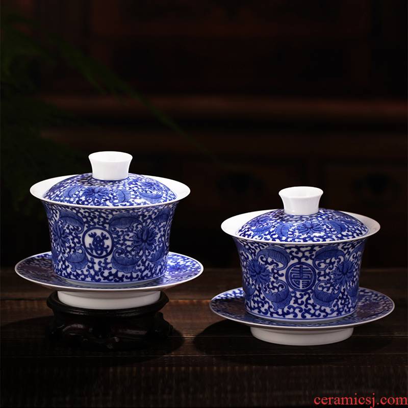 Xin red porcelain tubas grasp of blue and white porcelain tea tureen worship to use kung fu tea tea for a tea cup