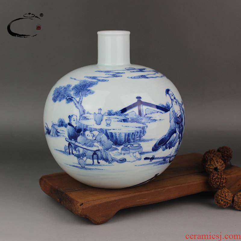 Ceramic vase and auspicious collection household act the role ofing is tasted furnishing articles furnishing articles jingdezhen master hand draw blue and white porcelain