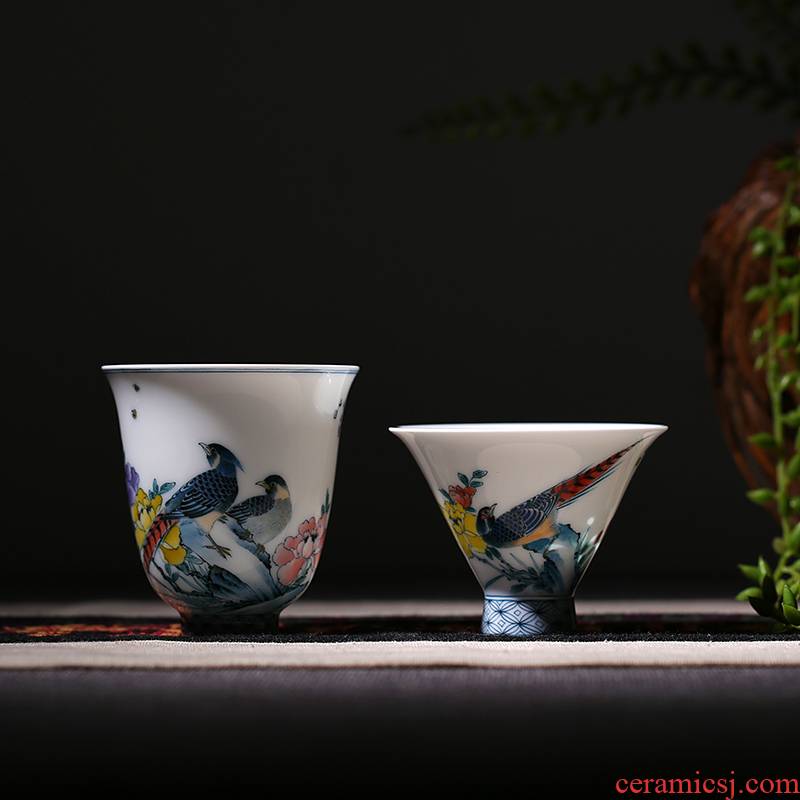 Hand - made pastel sample tea cup jingdezhen ceramic cups beautiful celadon red kung fu tea set handless small cups