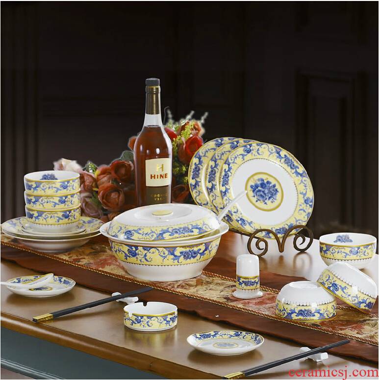 Red xin 46 head of jingdezhen ceramic tableware suit dishes suit to use chopsticks dishes ceramic European - style home plate