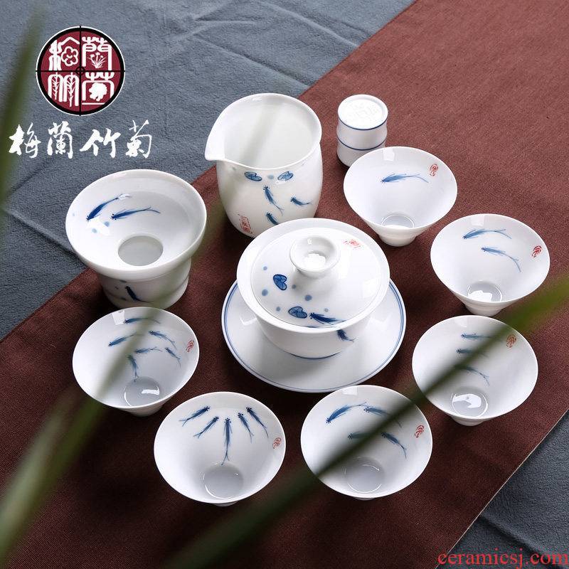 Jingdezhen ceramic hand - made kung fu tea set a complete set of I and contracted a full set of simple tieguanyin 6 office