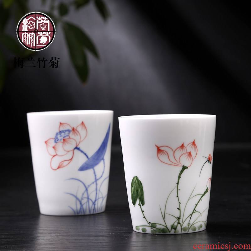 Thin foetus hand - made ceramic kung fu tea set big personal cup single CPU mercifully handless small tea cup of black tea drinking tea cups