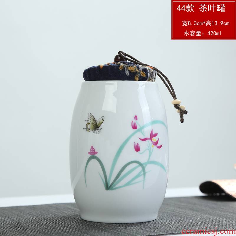 White porcelain ceramic portable violet arenaceous caddy fixings household size coarse pottery seal storage tanks pu 'er tea boxes