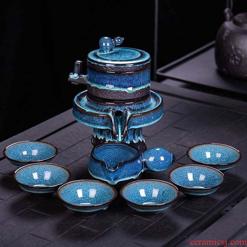 Jasmine tea sets, home stone mill creative ceramic teapot kung fu tea cup half full automatic lazy people
