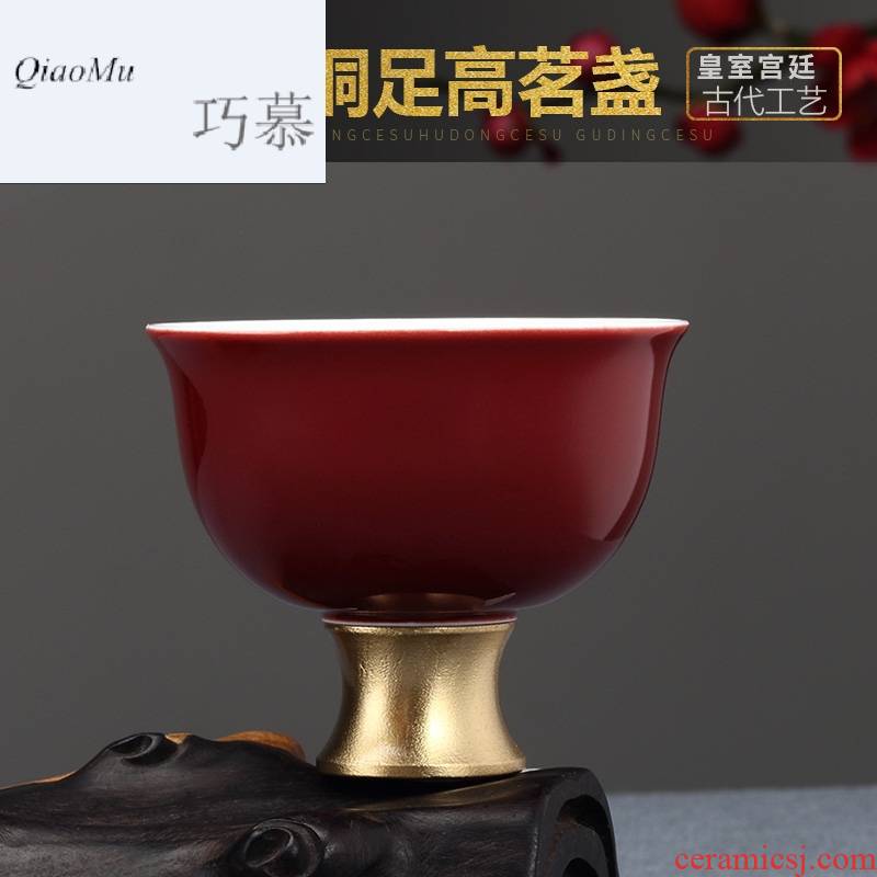 Qiao mu Taiwan FengZiJi red creative kung fu tea sample tea cup single CPU ceramic cups master cup kung fu tea set