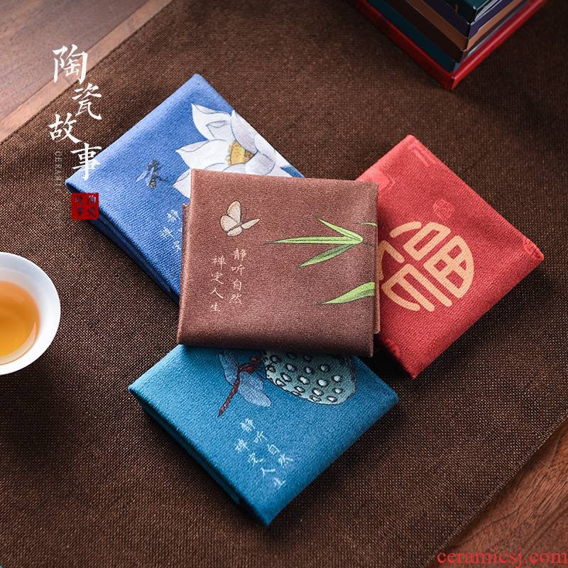 Ceramic story bibulous high - grade tea tea towel cloth mat tea cotton and linen stage desk zen tea pot of towel cloth cloth