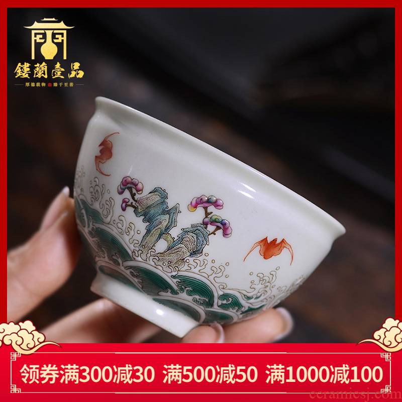 Hand - made pastel fukuyama ShouHai master cup of jingdezhen ceramic bowl sample tea cup cup kung fu tea set