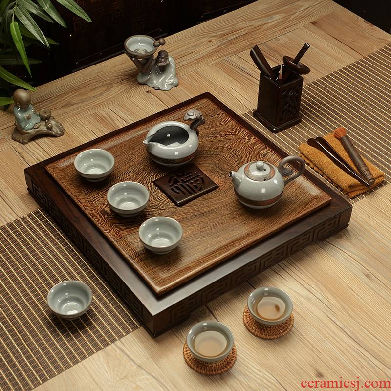 Flooded wenge wood tea set tea tray was elder brother up with household kung fu are it real wood contracted cups of tea of a complete set of the sea