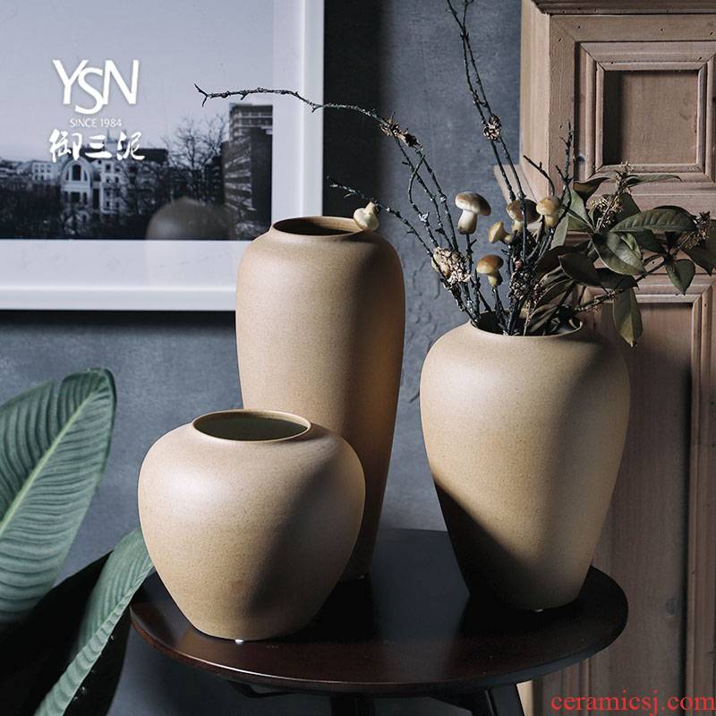 Royal three mud mesa vase decoration ceramic bottle sharjah office furnishing articles hotel teahouse study plain zen