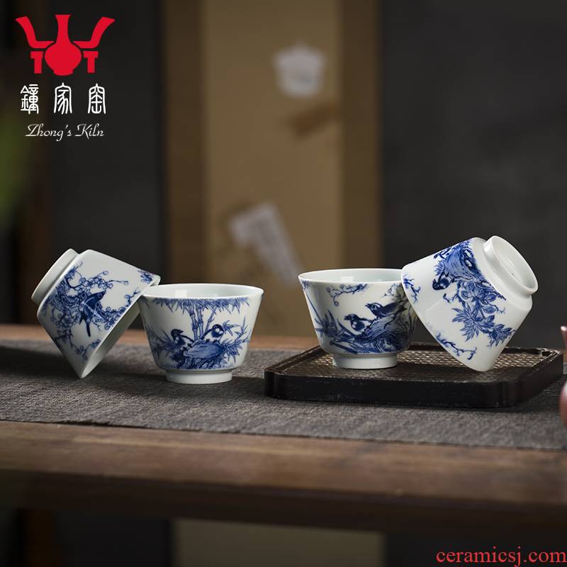Clock home trade, one cup of single CPU jingdezhen blue and white maintain high - grade tea cup men 's painting of flowers and ceramic cup