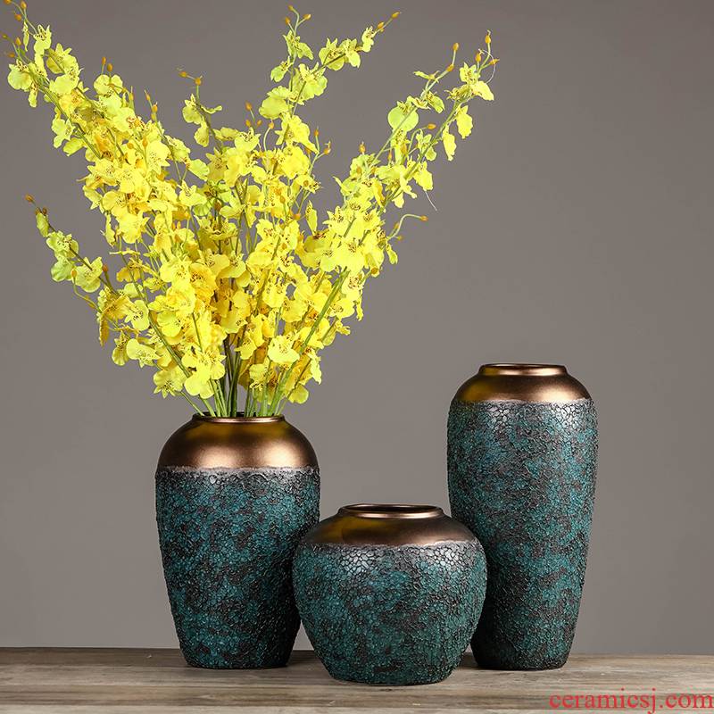 Jingdezhen ceramics coarse pottery dried flower vase furnishing articles of modern Chinese style restoring ancient ways the sitting room TV ark adornment arranging flowers