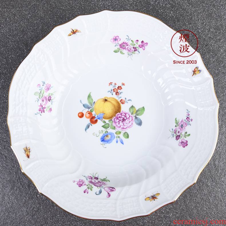 German mason MEISSEN porcelain new clipping paint color fruit flowers series plate deep dish bowl