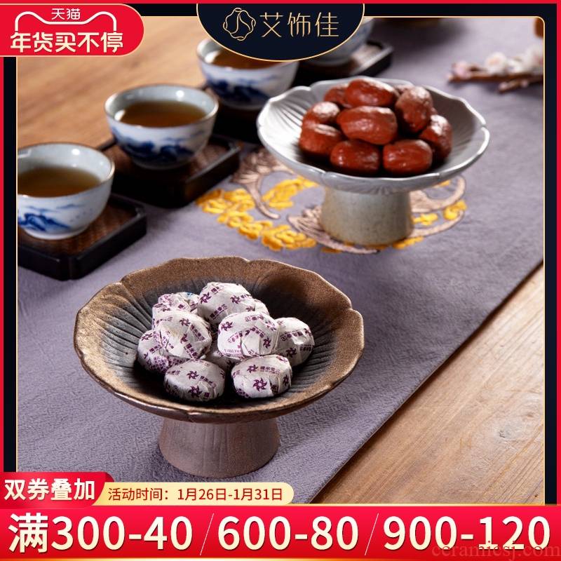 Household of Chinese style tea zen Chinese wind snack plate high tea tray ceramic dry fruit bowl sitting room tea table furnishing articles